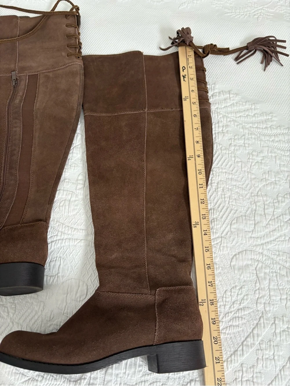 Torrid Women’s Tall Suede Lace-Back Riding Boots Brown over the knee 9W wide
